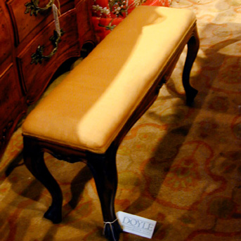 Lot image - Louis XV Style Fruitwood Upholstered Bench