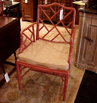 Lot image - Set of Seven Faux Bamboo Painted Dining Chairs