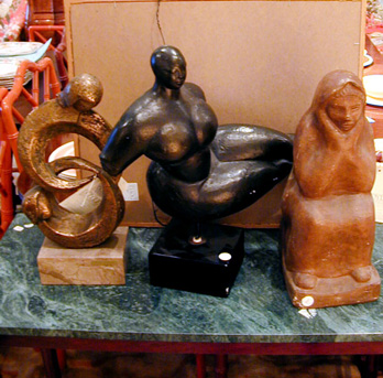 Lot image - Group of Three Patinated-Metal and Plaster Sculptures