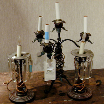 Lot image - Group of Three Metal and Wood Lamps