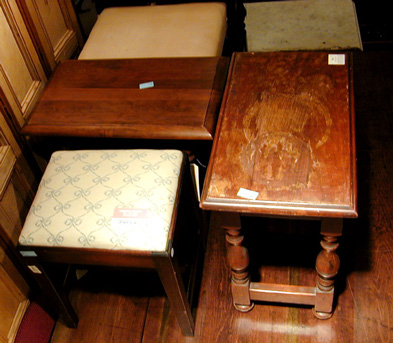 Lot image - Group of Five Mahogany and Walnut Stools