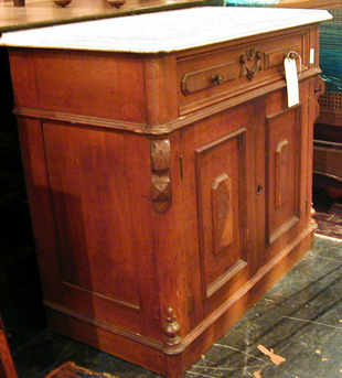 Lot image - Victorian Mahogany Marble Top Cabinet
