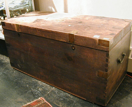 Lot image - Brass Bound Oak Trunk