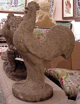 Lot image - Pair of Cast Stone Cockerels