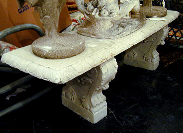 Lot image - Two Cast Stone Benches and Two Cast Stone Low Tables