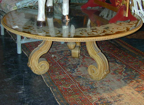 Lot image - Venetian Style Glass Top Low Table
