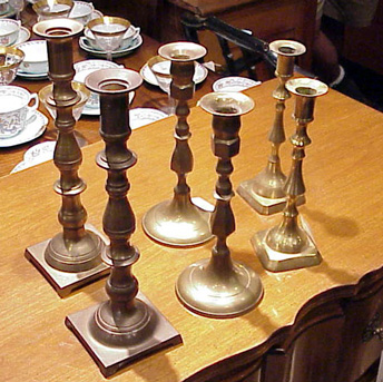 Lot image - Group of Six Brass Candlesticks