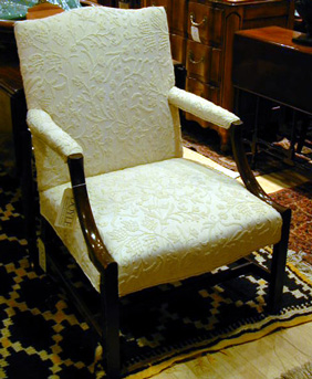 Lot image - Georgian Style Upholstered Mahogany Armchair