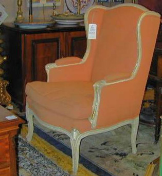 Lot image - Louis XV Style Upholstered Painted Armchair