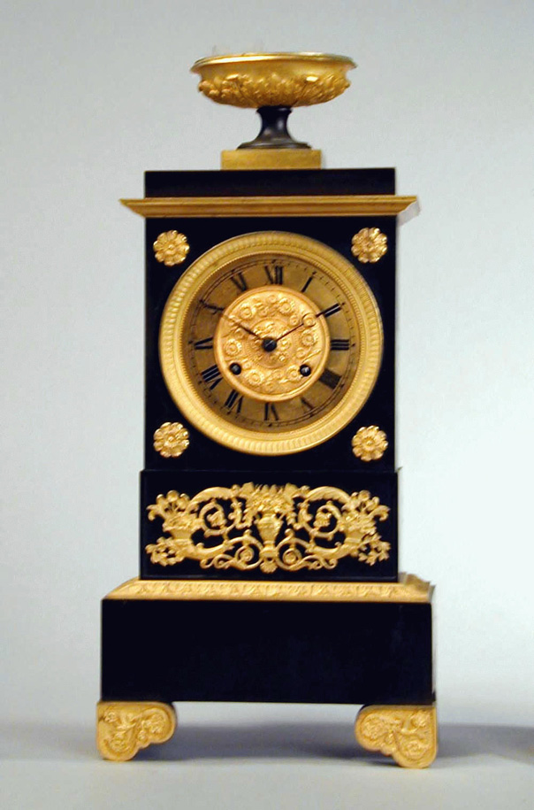 Lot image - Charles X Gilt and Patinated-Bronze Mantel Clock