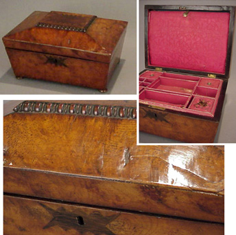 Lot image - William IV Inlaid Walnut Sewing Box