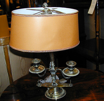 Lot image - Louis XVI Style Silver Plated Bouillotte Lamp