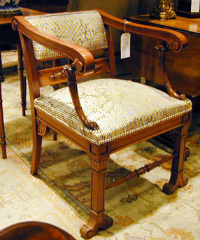 Lot image - Pair of Russian Late Neoclassical Mahogany Open Armchairs