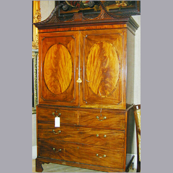 Lot image - George III Inlaid Mahogany Linen Press