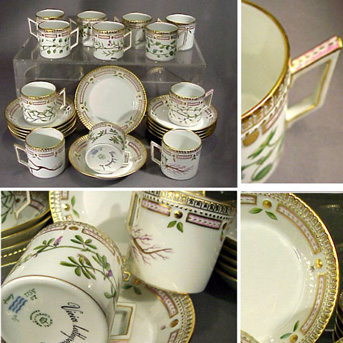 Lot image - Set of Twelve Royal Copenhagen Flora Danica Porcelain Coffee Cups and Saucers
