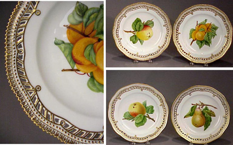 Lot image - Two Pairs of Royal Copenhagen Flora Danica Reticulated Fruit Plates