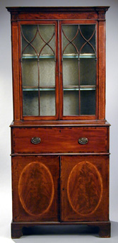 Lot image - George III Inlaid Mahogany Secretary Bookcase