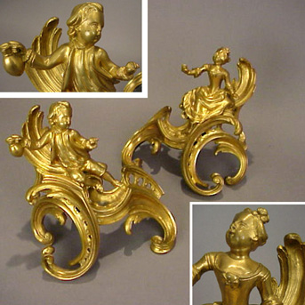 Lot image - Pair of Louis XV Style Gilt-Bronze Chenets