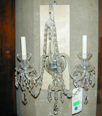 Lot image - Set of Four George III Style Cut Glass Two-Light Sconces