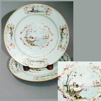 Lot image - Pair of Chinese Export Meissen Style Porcelain Plates