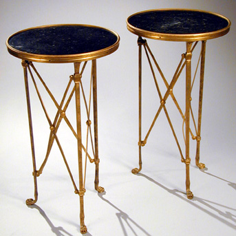 Lot image - Pair of Empire Gilt-Bronze Gueridons