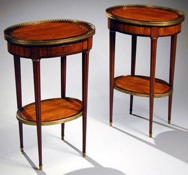 Lot image - Pair of Louis XVI Gilt-Bronze Mounted Kingwood Gueridons