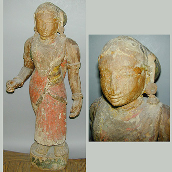 Lot image - Indian Polychromed Figure of a Woman