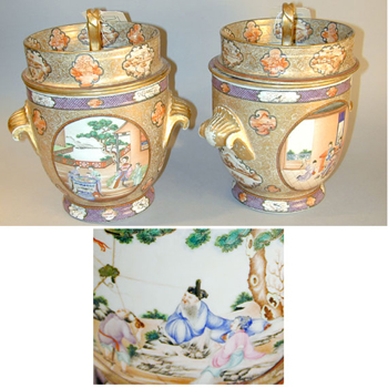 Lot image - Pair of Fruit Coolers with Liners Height 11 1/2 inches (29.2 cm)