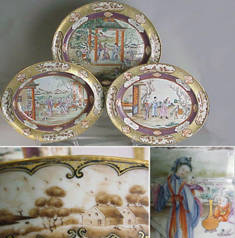 Lot image - Three Chinese famille rose porcelain oval platters