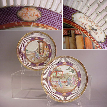 Lot image - Two reticulated Chinese famille rose porcelain circular platters