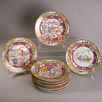 Lot image - Thirteen Chinese famille rose porcelain dessert plates