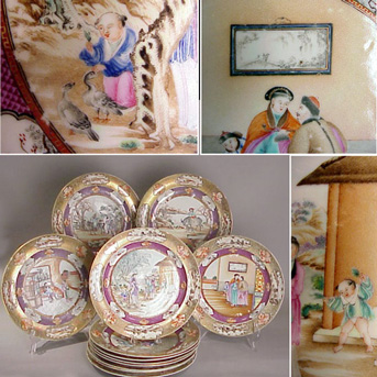 Lot image - Fifteen Chinese famille rose porcelain dinner plates