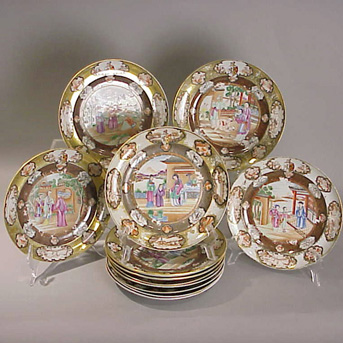 Lot image - Twelve Chinese famille rose porcelain dessert plates
