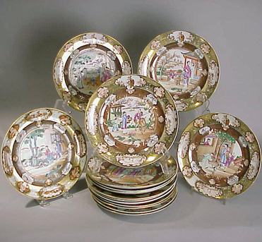 Lot image - Fifteen Armorial Dessert Plates with the Arms of Barnard Impaling Bolland Diameter 7 5/8 inches (19.3 cm).