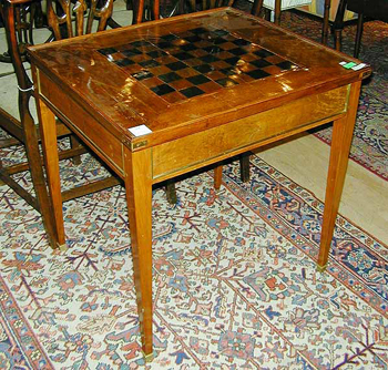 Lot image - Louis XVI Brass Mounted Mahogany Tric Trac Table