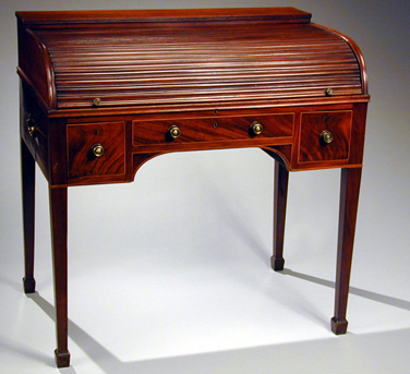 Lot image - George III Satinwood Banded Mahogany Writing Table