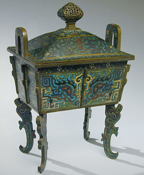 Lot image - Chinese Cloisonne Fangding 17th/18th Century