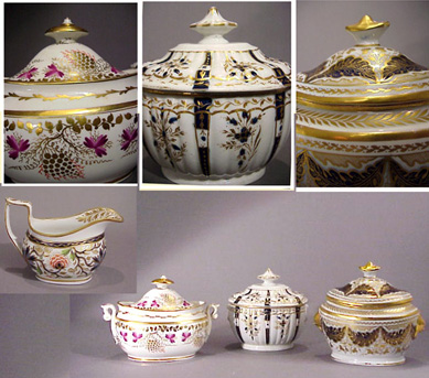 Lot image - Group of Three English Porcelain Covered Sugar Bowls