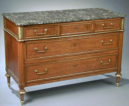 Lot image - Louis XVI Brass Mounted Mahogany Commode