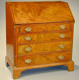 Lot image - George III Mahogany Slant-Front Bureau