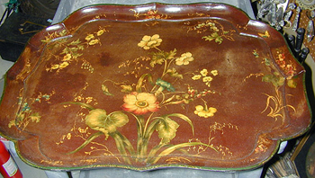 Lot image - Victorian Painted Papier Mache Tray