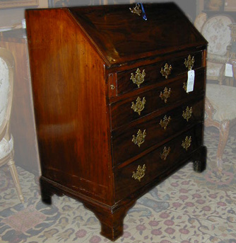 Lot image - George III Mahogany Slant-Front Bureau