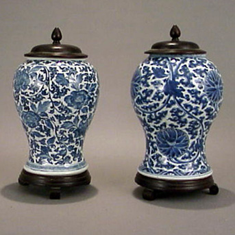 Lot image - Two Chinese Blue and White Porcelain Jars