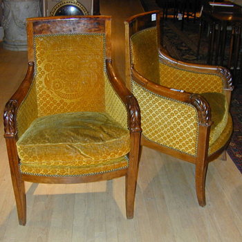 Lot image - Pair of Empire Mahogany Bergeres