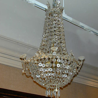 Lot image - Continental Neoclassical Style Cut Glass Six-Light Chandelier
