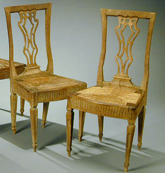 Lot image - Set of Twelve Italian Neoclassical Beechwood Dining Chairs