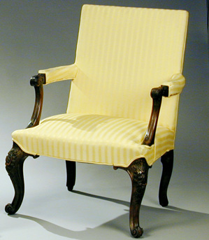 Lot image - Pair of George III Style Carved Mahogany Library Chairs