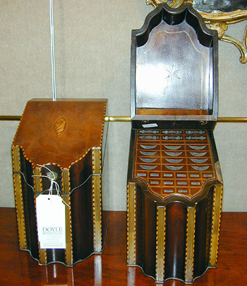 Lot image - Pair of George III Inlaid Mahogany Cutlery Boxes