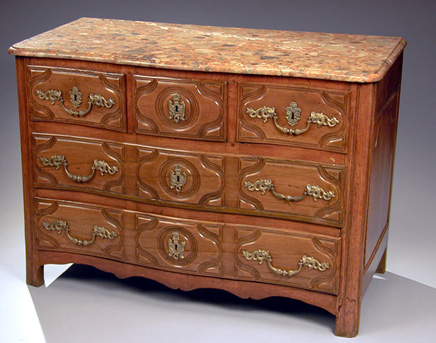 Lot image - Provincial Louis XV Fruitwood and Walnut Commode
