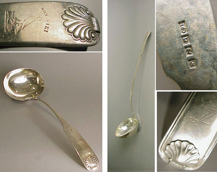 Lot image - Two Colonial George III Export Silver Soup Ladles